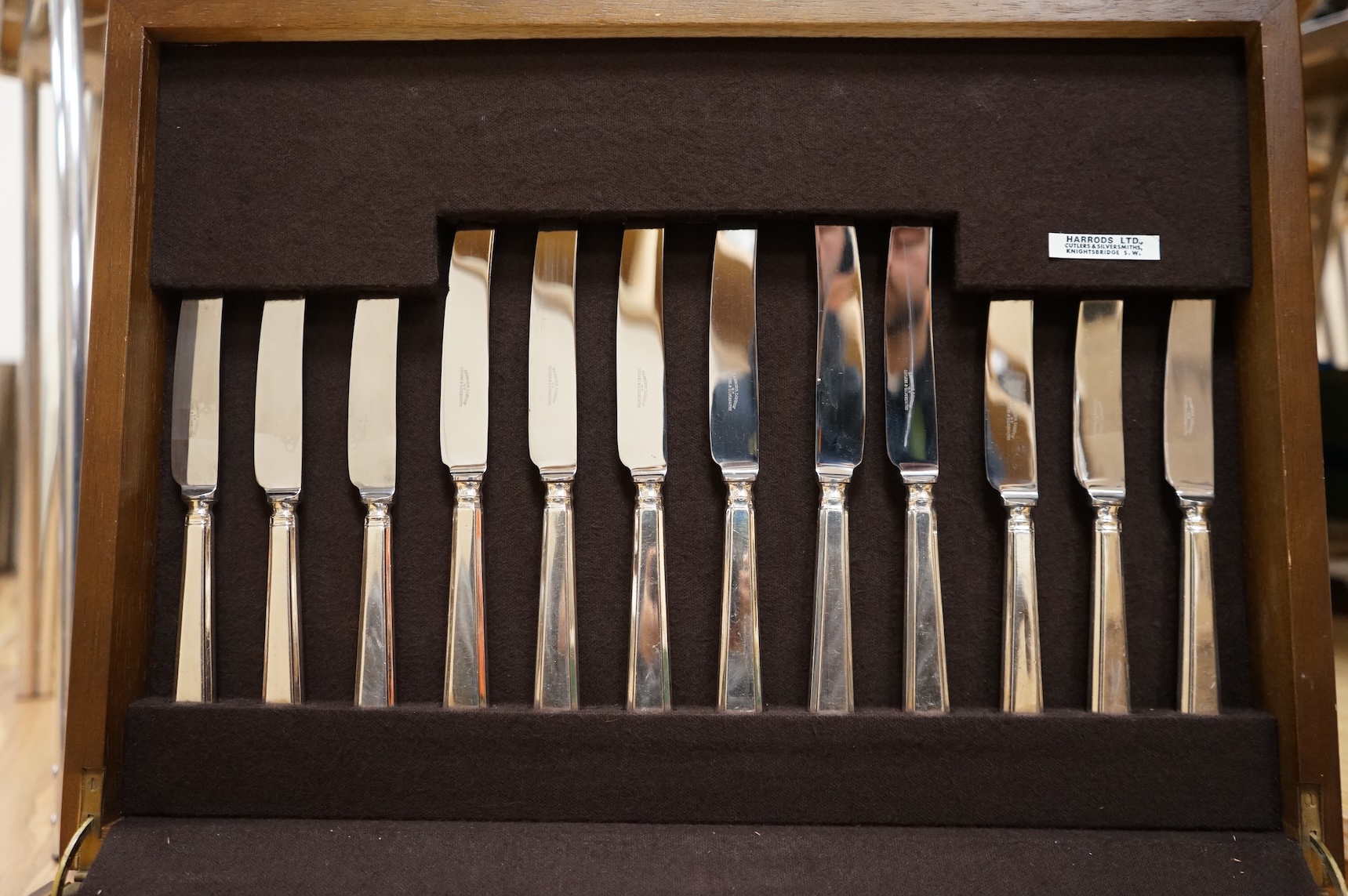 A Harrod's silver plated canteen of cutlery
